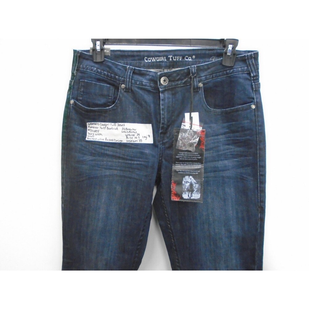 Cowgirl Tuff Forever Tuff Bootcut Denim Jeans Womens Size 34 (34x33) NWT Blue - Picture 3 of 15